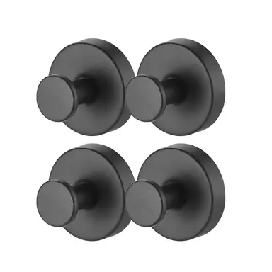 JORDAN&JUDY 4-Pack Black Suction Cup Hooks, Versatile, Easy to Install