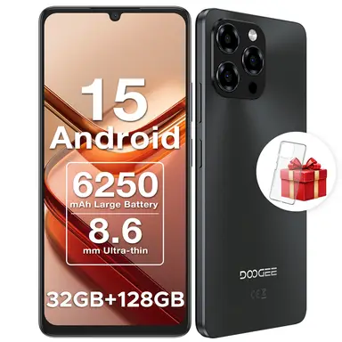 DOOGEE Note 58 Mobile Phones - Newest Android 15 Smartphone, 6.75" HD+ Display, 6250mAh Android Phones, 32GB+128GB/2TB, 4G LTE SIM Free Mobile Phone, Face Recognition, Widevine L1, 5G WiFi|NFC|OTG