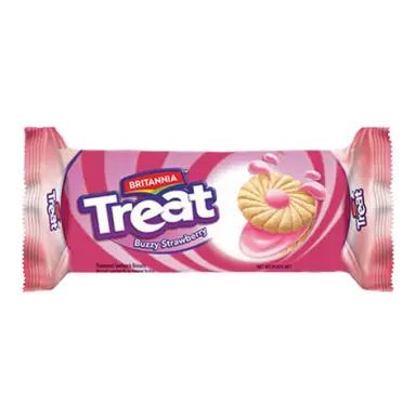 Britannia Treat O’som Strawberry Flavoured Sandwich Biscuits 100g
