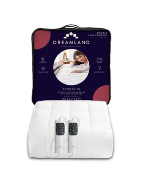 Dreamland Intelliheat Mattress Protector – Double Size, Dual Control, Fast Heat-Up – White