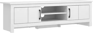 Galano Limestone Wide TV Stand – 150 cm Entertainment Unit for TVs up to 65 Inches – 2-Door Storage Cabinet – White Finish
