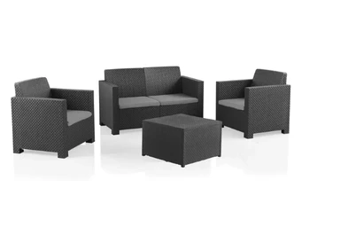 SP Berner Evo Comfort Graphite Outdoor Set – Ruime 4-delig tuinlounge - Duurzame opbergoplossing van gerecycled kunststof, Gemaakt in Spanje