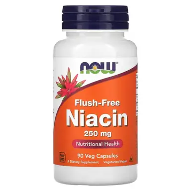 NOW Foods Niacin Flush Free Vitamin B3 250mg Daily Wellness Support Capsules - 90 Vegan Capsules