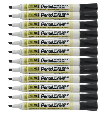 Pentel Whiteboard Marker Chisel Tip Black Pack of 12