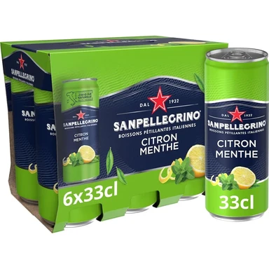 San Pellegrino Boissons pétillantes au citron et à la menthe - 6 x 33 cl