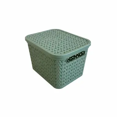 Strata Medium Urban Store Basket with Lid Lily Pad Green 14L