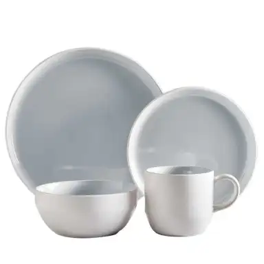 Barbary & Oak by Tower Oslo Dinnerware Set 16PC, White and Nimbus Grey