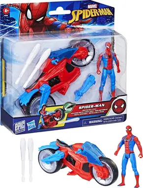 Hasbro Spider-Man Web Blast motorfiets actiefiguur set - 10 cm, multicolor