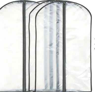 ANQI Zippered Peva Garment Storage Bag, 3-Pack, White45"