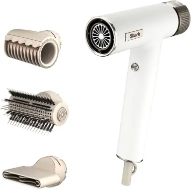 Shark SpeedStyle Haartrockner & RapidGloss Finisher für Glattes & Welliges Haar, 3 Styler, Schnelles Trocknen, Glättet Abstehende Haare, Für Alle Haartypen, Keine Hitzeschäden, Ionen, Seide, HD333EU