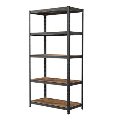 SONGMICSHOME  5-Tier Shelving Unit, Steel Shelving Unit for Storage, for Garage, Shed, Load Capacity 875 kg, Rustic Brown and Black