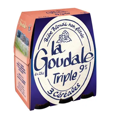 LA GOUDALE Triple Bière blonde non filtrée 9 % - Pack de 6 x 25 cl