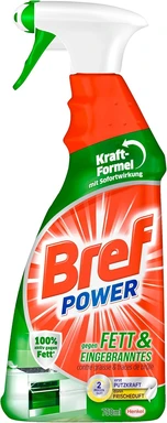 Bref Power gegen Fett und Eingebranntes, Fettlöser, 750 ml Sprühflasche, für Küche, Kamin, Grill und Ofen