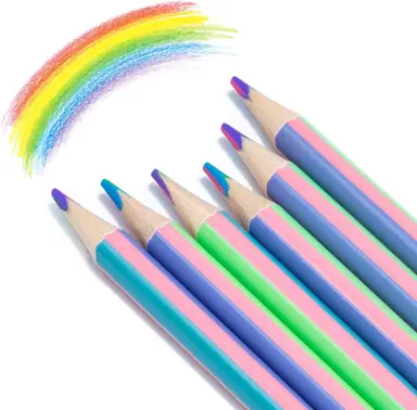 M&G 4-in-1 Rainbow Colored Pencils, 6 Pack Multicolor Core Pencils, Art Drawing and Coloring Pencils for Kids, Artists, and School Supplies