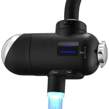 HOMELODY Wasserspender 3.0 mit LED-Anzeige, Trinkwasserspender für die Küche, entfernt Chlor, Schwermetalle und schlechten Geschmack, 12 x Adapterfilter mit blauem Licht (1 Filter enthalten)