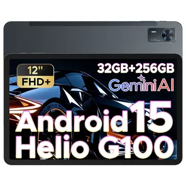 DOOGEE Tab E3+ Android 15 Tablets, 12 Zoll, FHD+ Tablet mit SIM-Karten-Slot, Helio G100 Octa-Core KI-Tablets, 90 Hz Gaming-Tablet, 32GB+256GB/2TB, 8800mAh, 7,5mm Ultra-dünn, Quad-Lautsprecher, Face ID, Grau