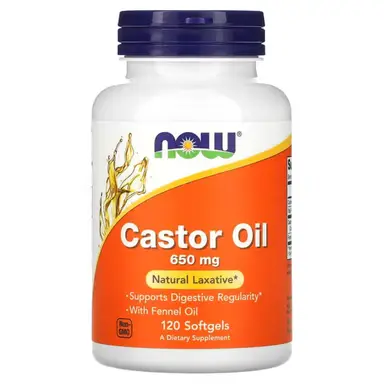 NOW Foods Castor Oil Digestive Support 650mg - 120 Softgels