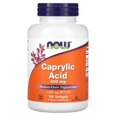 NOW Foods Caprylic Acid, 600mg - 100 softgels