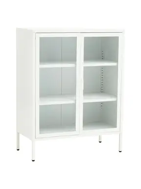 Interiors by Premier Display Cabinet Acier Metal White Short