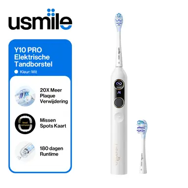 usmile Y10 Pro Elektrische Tandenborstel met Smart Scherm, 4 Reinigingsmodi, Sonic Technologie met Timer & Druksensor, 180 Dagen Batterijduur per Oplading