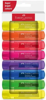 Faber-Castell Textliner 46 Markeerstiften 8 stuks 2x geel, oranje, groen, blauw, paars, rood in kartonnen etui