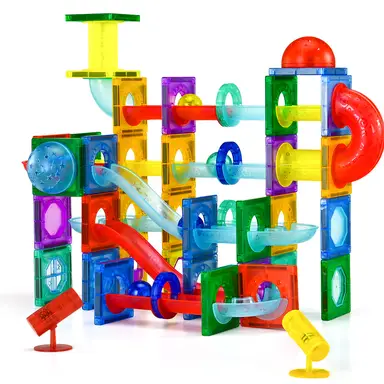 Tokky 3D Transparent Magnetic Tile Blocks 110 Pcs Light Rolling Ball Track STEM Educational Assembled Toys Strong Magnetic ABS Safe Material Creative Building Construction Set Exquisite Color Box Packaging G025