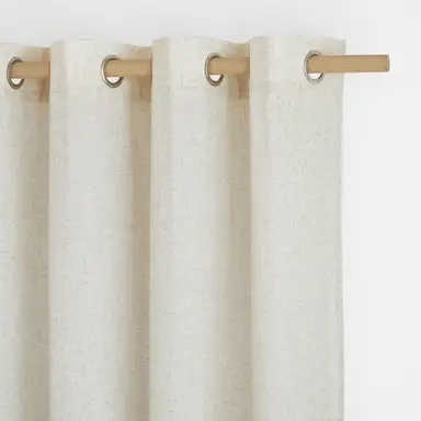 PONY DANCE Semi Sheer Linen Curtains with Eyelet, 2 Panels W140 x L145cm (W55 x L57inch), Beige