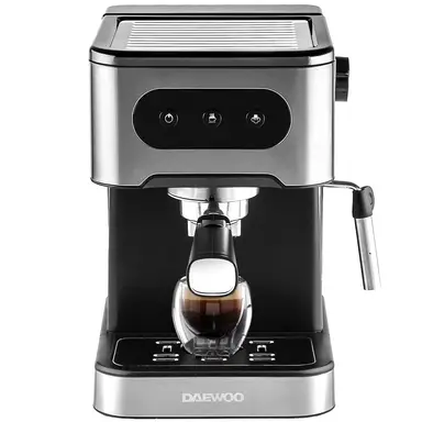 Daewoo Espresso Coffee Machine with Steam Wand, 20 Bar, Silver & Black - SDA2698GE