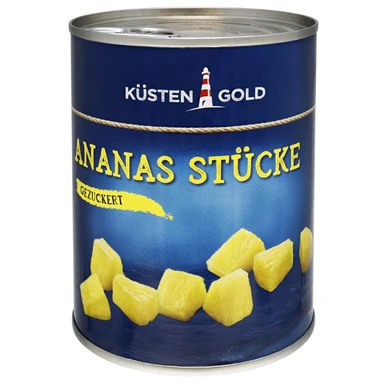 Küstengold Ananas Stücke gezuckert 580ml
