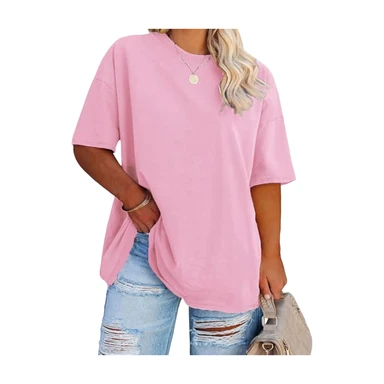 Women's Plus Size T Shirts Oversized Tees Summer Half Sleeve Crew Neck Tunic Tops 