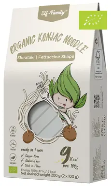 Elf-Family Bio-Konjak-Nudeln Shirataki Fettuccine Low Carb Konjak-Nudeln, Glutenfrei, Zuckerfrei, Halal 6x200g