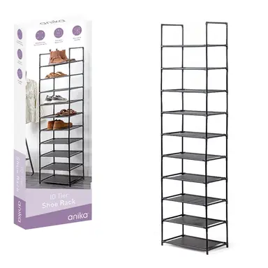 Anika 10-Tier Shoe Rack - Black