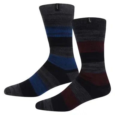 LEE bootsokken - berken grijs/koobalt/vossenviolet - gestreept - maat 43-46