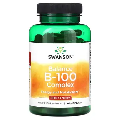 Swanson Vitamin B-100 Complex Daily Wellness Support Capsules - 100 Capsules