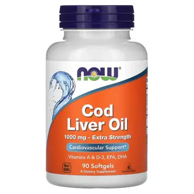 NOW Foods Cod Liver Oil, 1000mg Extra Strength - 90 Softgels