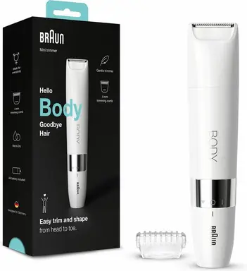 Braun Body BS1000 - Minitrimmer - Elektrische ontharing - Vrouwen en mannen - Wit