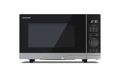 SHARP Digital Solo Microwave - 20L, Silver, 700W, Compact, Digital Controls, 10 Power Levels, ECO Mode, Defrost Functions, YC-PS204AU-S