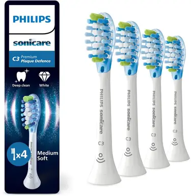Philips Sonicare Premium Plaque Defence C3 – opzetborstels voor elektrische tandenborstel – wit – verpakking van 4 HX9044/87