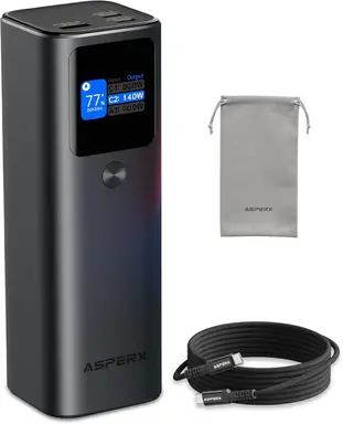 AsperX Laptop Power Bank, 27,600mAh 162.5W Aluminum Unibody PD3.1 Fast Charging Portable Charger Power Bank, 99.36Wh Battery Bank for MacBook Pro/Air/iPhone 16/iPad/S25 Ultra/Dell/HP (Flight-Approved)