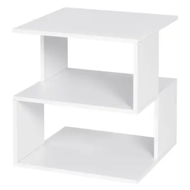 EUGAD Set aus 2 weißen Nachttischen, Beistelltisch, modernes Design, mit 2 Ablagen für Wohnzimmer, Schlafzimmer, 40x40x43,5 cm, 0166ZZ-2