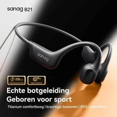 Sanag B21S Open Ear Bone Conduction Bluetooth Earphones 10H Mobile Waterproof Handsfree Headband S-B21S-Headphones-Black