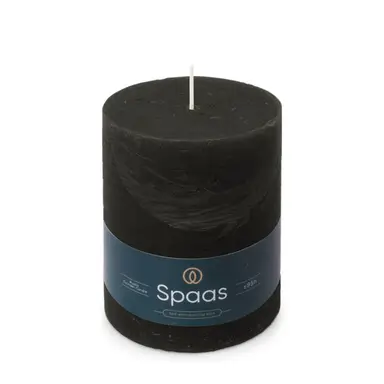 Spaas Pillar Candle Rustic Unscented Black D:10xH:13cm