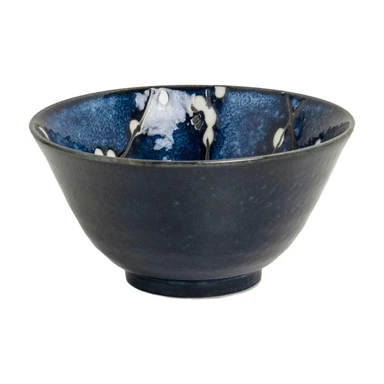 KOM Edo Japanische Keramikschale Blaues Kirschblütenmuster Schale Ø13cm*H7cm