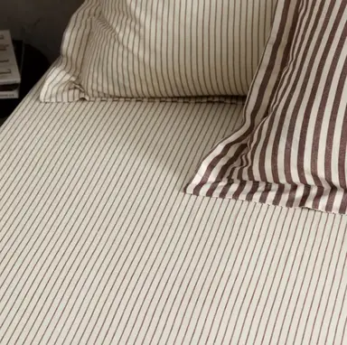 Yard Fitted Sheet Hebden Stripe 100% Cotton Beetroot Single