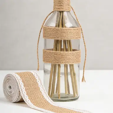 JU7CER 2-piece lace trim roll, 5cm wide, approx. 2m long Handcrafted Christmas and wedding decorations Packaging ribbon, gift embellishments, clothing DIY accessories