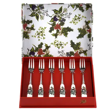 Portmeirion The Holly & The Ivy Pastry Forks – Set of 6 – Boxed Set – 15cm / 6"