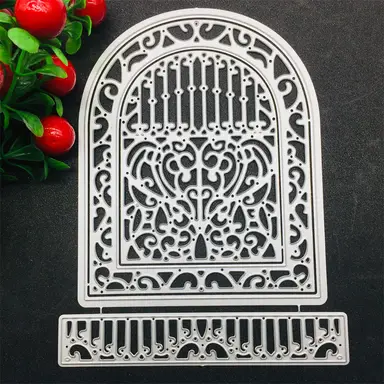 Door Window Frame Cutting Dies for Card Making, Floral Lace Window Card Frame Die Cuts Invitation Cover Dies Stencils Embossing Template for Craft Scrapbooking DIY Photo Album Decorations