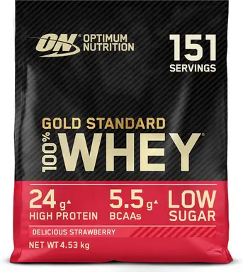 Optimum Nutrition Gold Standard 100% whey proteïne, heerlijke aardbei 4,53 kg (151 porties)