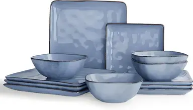 [Code: GIFTBEST25 €69-€20]  12-Piece Farm Square Dinnerware Set - Blue (for 4)