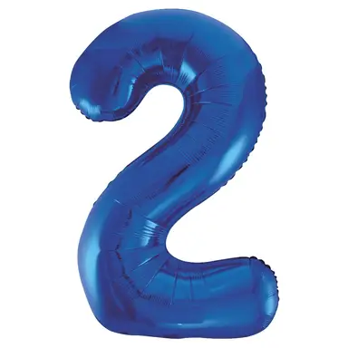 Unique Party Giant Number 2 Balloon, Blue, 86cm